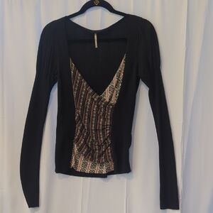 Black and Multicolor Women's Top